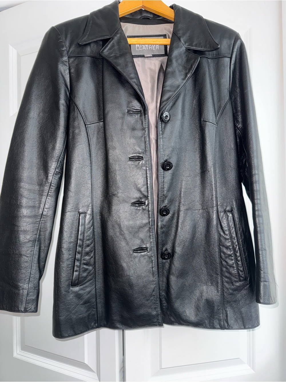 Wilson Black Leather Button-Front Jacket